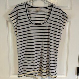 Self Esteem Striped Scoop Neck Short Sleeve Casual Tee Size Juniors XL